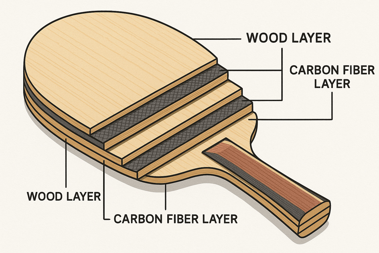 Camadas de construção de raquete